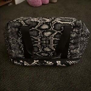 Stylish Black and White Snake Print Bag